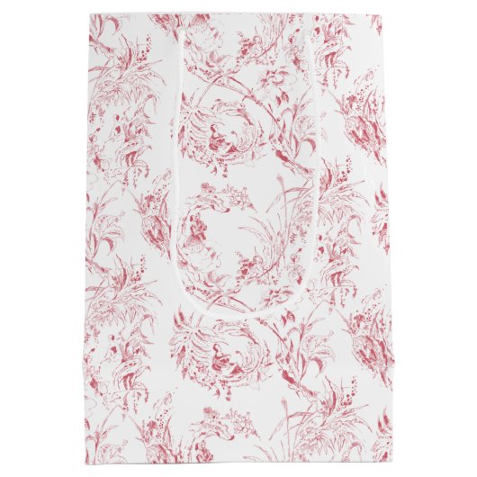 gegraveerd Frans Floral Fantasy Toile-Pink Medium Cadeauzakje (Achterkant)