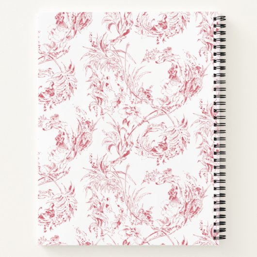  gegraveerd Frans Floral Fantasy Toile-Pink Notitieboek (Achterkant)