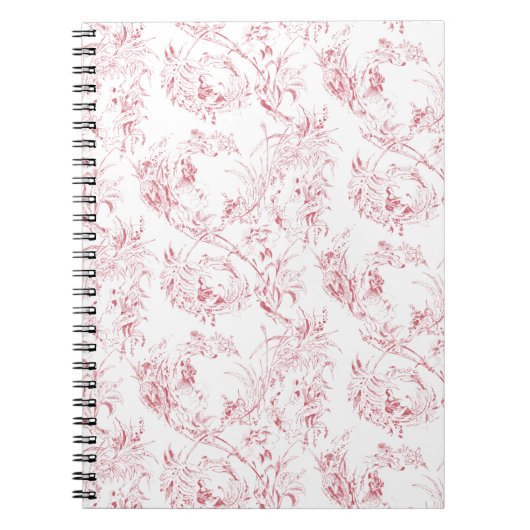  gegraveerd Frans Floral Fantasy Toile-Pink Notitieboek (Voorkant)