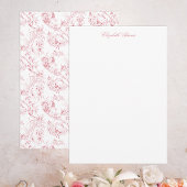  gegraveerd Frans Floral Fantasy Toile-Pink Notitiekaartje