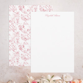  gegraveerd Frans Floral Fantasy Toile-Pink Notitiekaartje