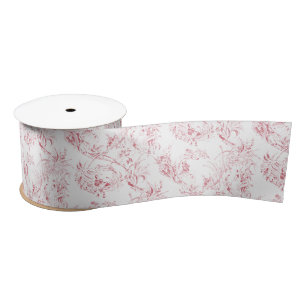 gegraveerd Frans Floral Fantasy Toile-Pink Satijnen Lint
