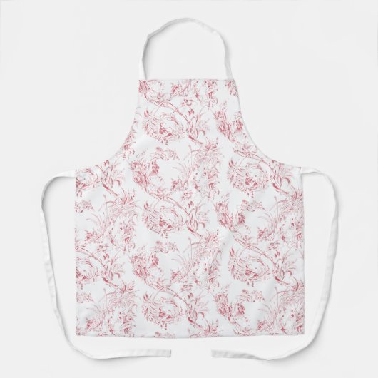  gegraveerd Frans Floral Fantasy Toile-Pink Schort (Voorkant)