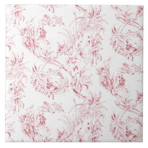 gegraveerd Frans Floral Fantasy Toile-Pink Tegeltje