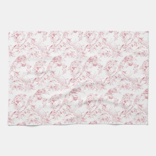  gegraveerd Frans Floral Fantasy Toile-Pink Theedoek (Horizontaal)