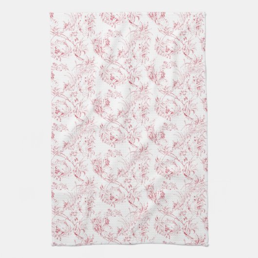  gegraveerd Frans Floral Fantasy Toile-Pink Theedoek (Verticaal)