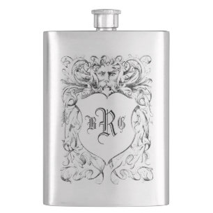 gegraveerd Heraldic Crest Monogram Flacon