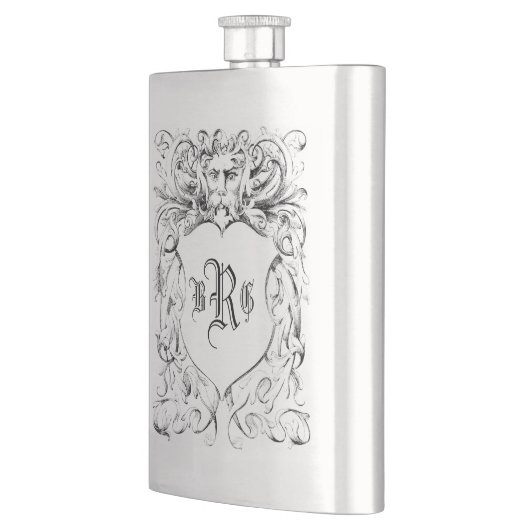 gegraveerd heraldisch Crest Monogram Flacon (Links)