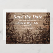 gegraveerd hout | Datum opslaan Save The Date (Voorkant / Achterkant)