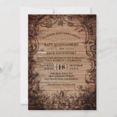 gegraveerd hout Rustic Wedding Kaart (Voorkant)