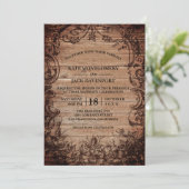 gegraveerd hout Rustic Wedding Kaart (Staand voorkant)