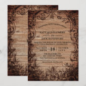 gegraveerd hout Rustic Wedding Kaart (Voorkant / Achterkant)