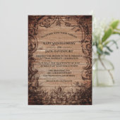  gegraveerd hout Rustic Wedding Kaart (Staand voorkant)