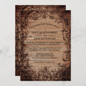  gegraveerd hout Rustic Wedding Kaart (Voorkant / Achterkant)