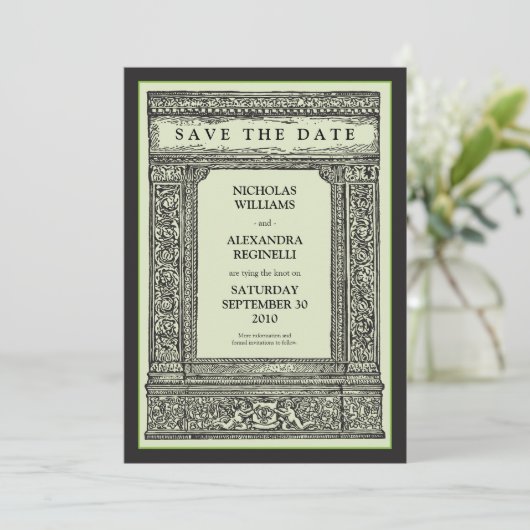 gegraveerd Lijst Sla de datum op (pagina/zwart) Save The Date (Staand voorkant)