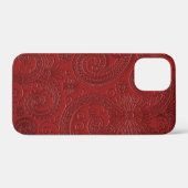 Gegraveerd modern burgundyrood paisley bloempatroo Case-Mate iPhone case (Achterkant (horizontaal))