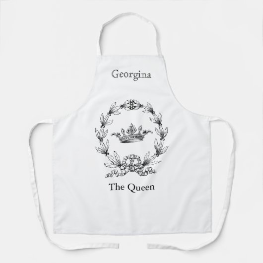 gegraveerd Queen's Crown en Laurel Wreath Schort (Voorkant)