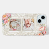 Gegraveerd Roze Waterverf Girly Bloemen Twee-foto Case-Mate iPhone Case (Achterkant (horizontaal))