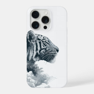Gegraveerd Tijgerprofiel Mystieke Woud iPhone 15 Pro Case