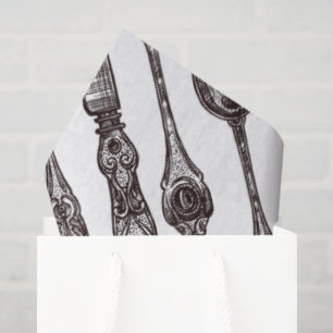 Gegraveerd Vintage Bestek Patroon Klassieke Foodie Tissuepapier