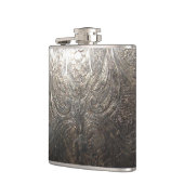 Gegraveerd zilveren patroon heupfles (Links)