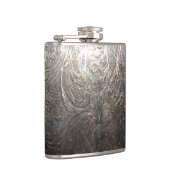 Gegraveerd zilveren patroon heupfles (Rechts)