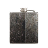 Gegraveerd zilveren patroon heupfles (Achterkant)