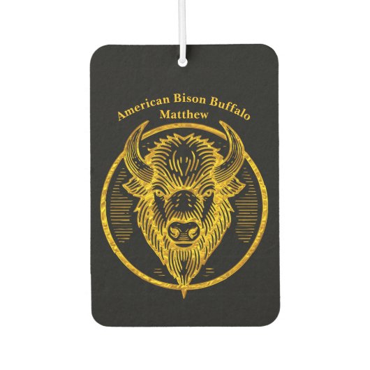 Gegraveerde bizonbuffelkop in cirkelvormig ontwerp luchtverfrisser (Voorkant)