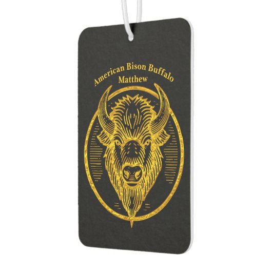 Gegraveerde bizonbuffelkop in cirkelvormig ontwerp luchtverfrisser (Links)