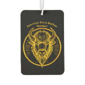 Gegraveerde bizonbuffelkop in cirkelvormig ontwerp luchtverfrisser (Achterkant)