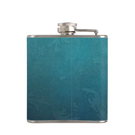 gegraveerde blauwe damast heupfles (Achterkant)