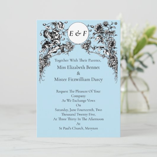 Gegraveerde bloemen, vogels en uilen kaart (Staand voorkant)