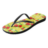 Gegraveerde gele aardbei en bloem motief teenslippers (Schuin)