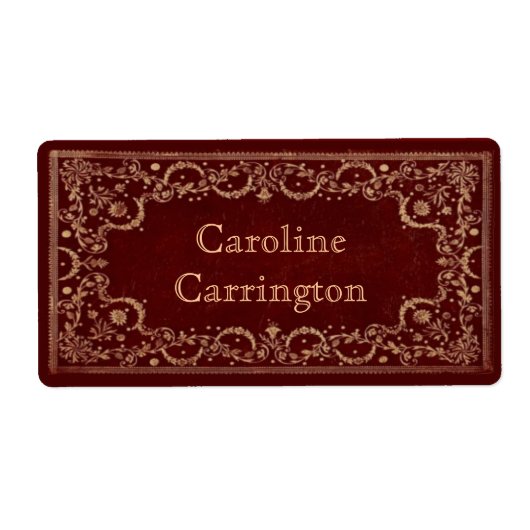 Gegraveerde Gilt Leather Effect Persoonlijke Bookp Etiket (Voorkant)