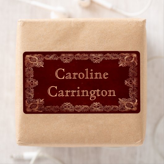 Gegraveerde Gilt Leather Personal Bookplate Sticke Etiket (Insitu)