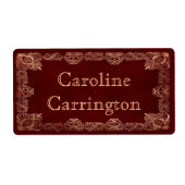 Gegraveerde Gilt Leather Personal Bookplate Sticke Etiket (Voorkant)