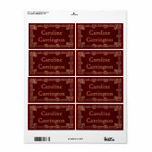 Gegraveerde Gilt Leather Personal Bookplate Sticke Etiket (Full Sheet)