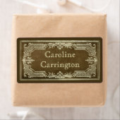 Gegraveerde Gilt Leather Personal Bookplate Sticke Etiket (Insitu)