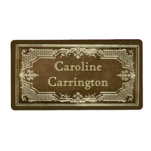 Gegraveerde Gilt Leather Personal Bookplate Sticke Etiket (Voorkant)