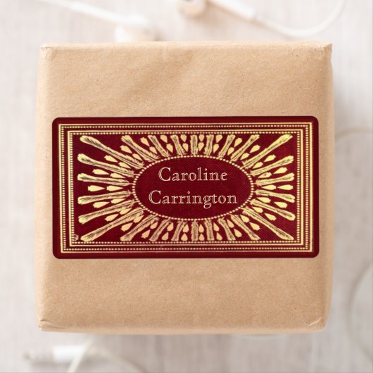 Gegraveerde Gilt Leather Personal Bookplate Sticke Etiket (Insitu)