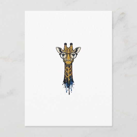 Gegraveerde Giraffe Met Bril Design_1 Briefkaart (Voorkant)