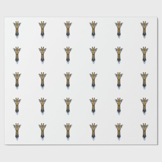Gegraveerde Giraffe Met Bril Design_1 Cadeaupapier (Vlak)
