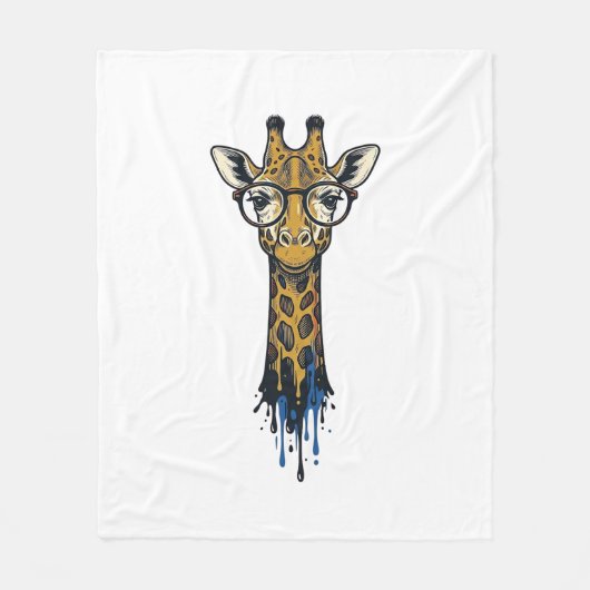 Gegraveerde Giraffe Met Bril Design_1 Fleece Deken (Voorkant)