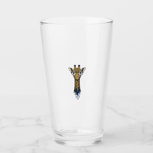 Gegraveerde Giraffe Met Bril Design_1 Glas (Voorkant)
