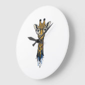 Gegraveerde Giraffe Met Bril Design_1 Grote Klok (Hoek)