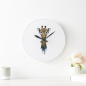 Gegraveerde Giraffe Met Bril Design_1 Grote Klok (Huis)