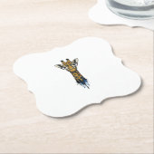 Gegraveerde Giraffe Met Bril Design_1 Kartonnen Onderzetters (Gekanteld)