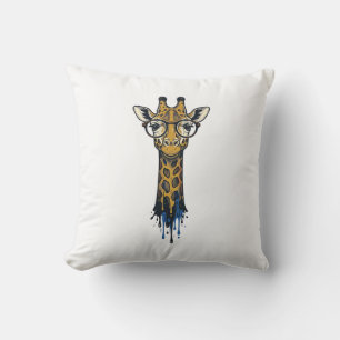 Gegraveerde Giraffe Met Bril Design_1 Kussen