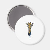 Gegraveerde Giraffe Met Bril Design_1 Magneet (Voorkant / Achterkant)