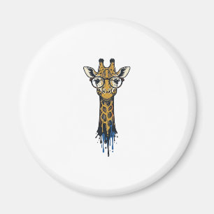 Gegraveerde Giraffe Met Bril Design_1 Magneet